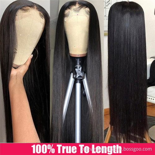 Virgin Brazilian human hair lace front wigs for black women silk straight wave cuticle aligned hair HD lace frontal wig